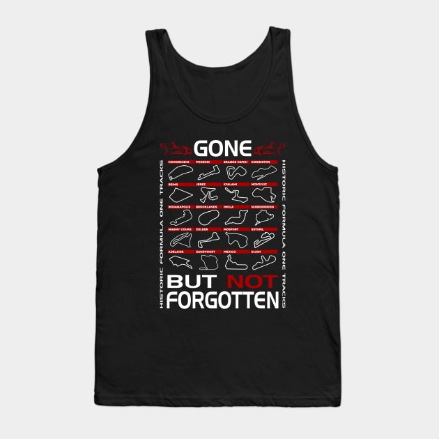 Historic 'Gone But Not Forgotten' F1 Tracks Design Tank Top by DavidSpeedDesign